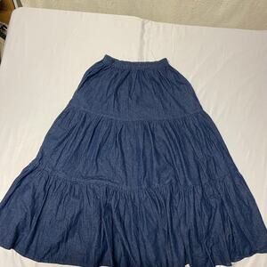 Patricia Wolf Skirt Denim Blue Jean Swing S Vintage Made in USA  Women's Tiered